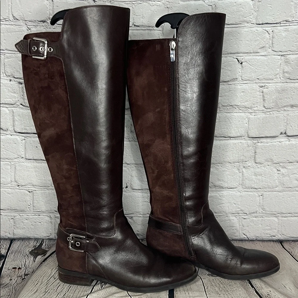 Marc Fisher Elegant Brown Leather Knee-High Boots